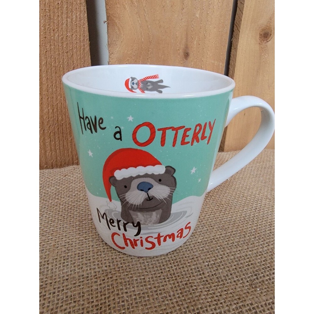 Have An Otterly Merry Christmas Mug Otter 4.5" Excellent Holiday Snow